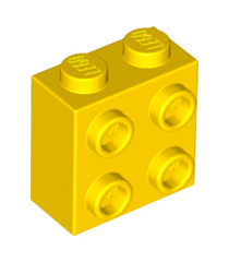LEGO - Steen, gemodificeerd 1 x 2 x 1 2/3 met noppen aan zijkant - Yellow | N - Thumbnail