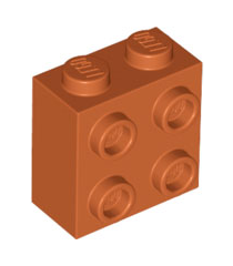LEGO - Steen, gemodificeerd 1 x 2 x 1 2/3 met noppen aan zijkant - Dark Orange | N - Thumbnail