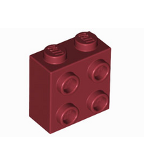 LEGO - Steen, gemodificeerd 1 x 2 x 1 2/3 met noppen aan zijkant - Dark Red | N - Thumbnail