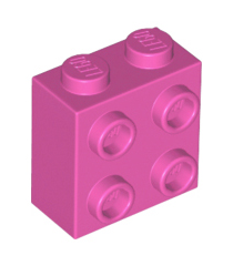 LEGO - Steen, gemodificeerd 1 x 2 x 1 2/3 met noppen aan zijkant - Dark Pink | N - Thumbnail