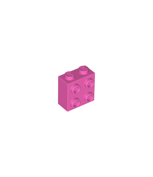 LEGO - Steen, gemodificeerd 1 x 2 x 1 2/3 met noppen aan zijkant - Dark Pink | N