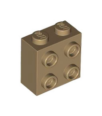 LEGO - Steen, gemodificeerd 1 x 2 x 1 2/3 met noppen aan zijkant - Dark Tan | N - Thumbnail