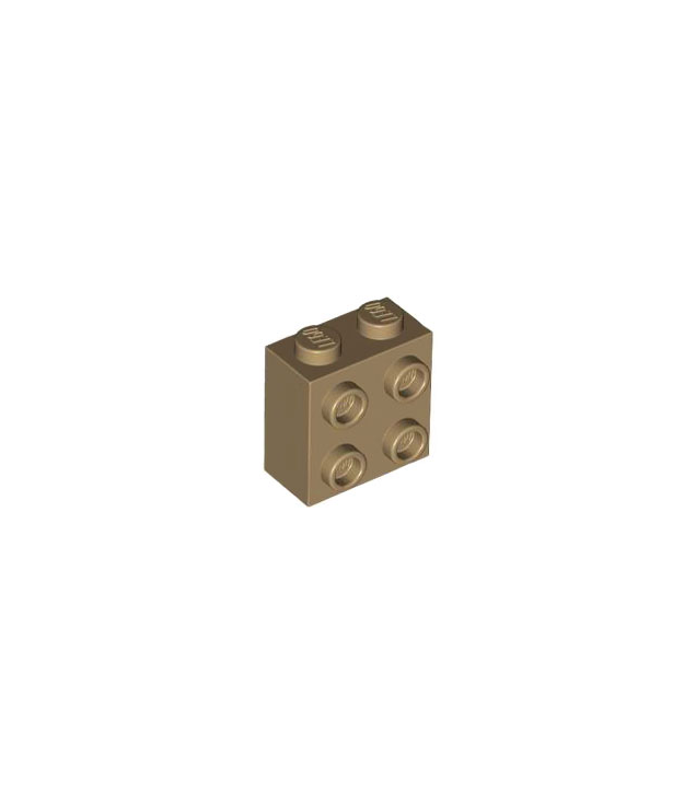 LEGO - Steen, gemodificeerd 1 x 2 x 1 2/3 met noppen aan zijkant - Dark Tan | N
