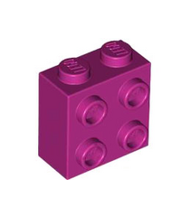 LEGO - Steen, gemodificeerd 1 x 2 x 1 2/3 met noppen aan zijkant - Magenta | N - Thumbnail