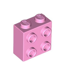 LEGO - Steen, gemodificeerd 1 x 2 x 1 2/3 met noppen aan zijkant - Bright Pink | N - Thumbnail