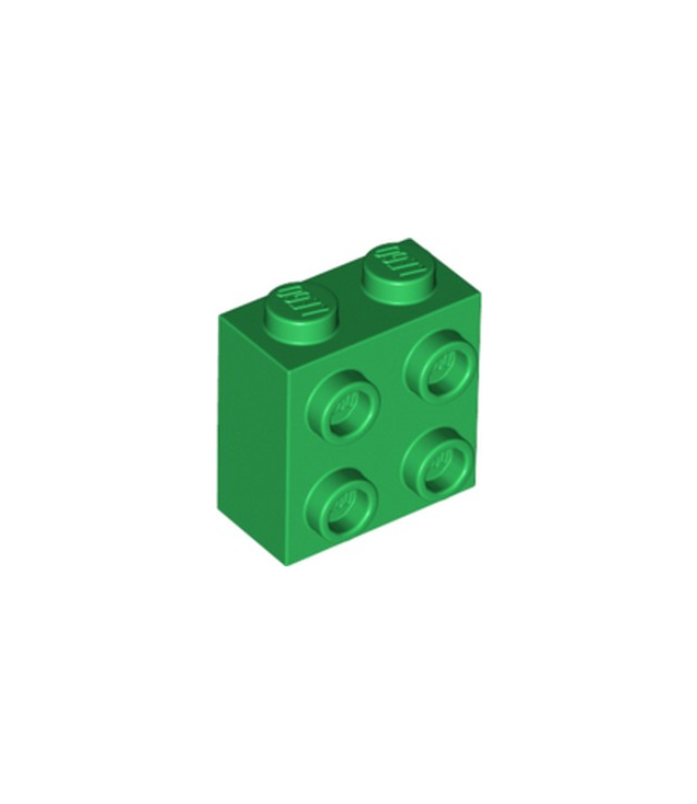 LEGO - Steen, gemodificeerd 1 x 2 x 1 2/3 met noppen aan zijkant - Green | N