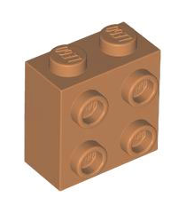 LEGO - Steen, gemodificeerd 1 x 2 x 1 2/3 met noppen aan zijkant - Medium Nougat | N - Thumbnail
