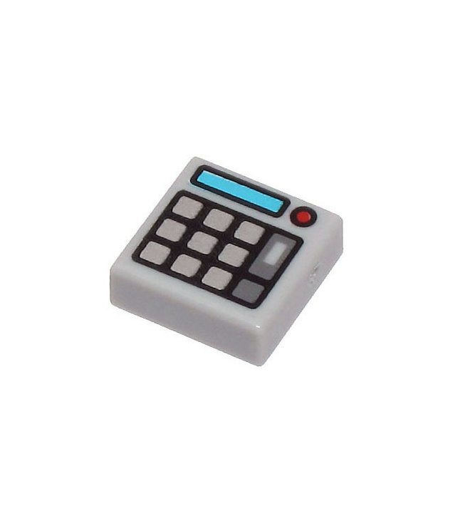 LEGO - Tegel 1 x 1 met toetsenbord, middelazuur scherm en rood lampje (rekenmachine) - Light Bluish Gray | N