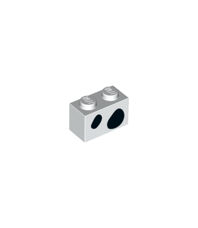 LEGO - Steen 1 x 2 met twee zwarte vlekken - White | N