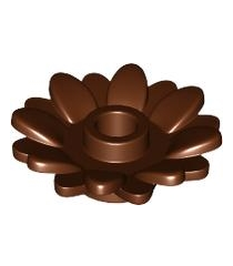 LEGO - Plant bloem 2 x 2 rond met 16 blaadjes (zonnebloem) met open nop - Reddish Brown | N - Thumbnail