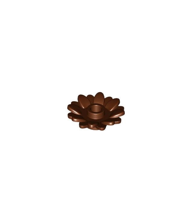 LEGO - Plant bloem 2 x 2 rond met 16 blaadjes (zonnebloem) met open nop - Reddish Brown | N