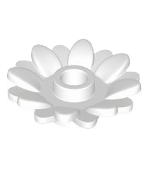 LEGO - Plant bloem 2 x 2 rond met 16 blaadjes (zonnebloem) met open nop - White | N - Thumbnail