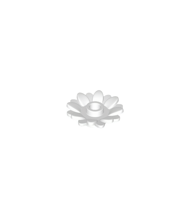 LEGO - Plant bloem 2 x 2 rond met 16 blaadjes (zonnebloem) met open nop - White | N