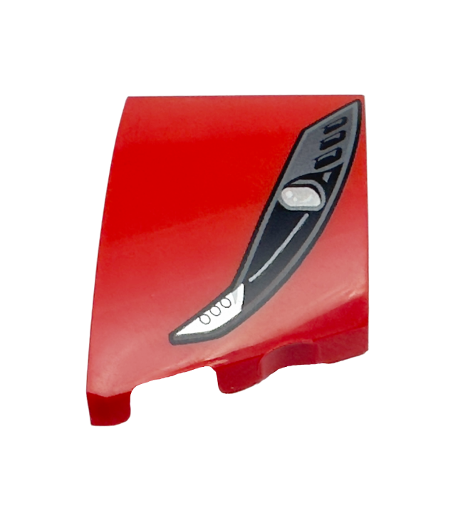 LEGO - Wig 3 x 2 links zonder noppen met Ferrari-koplamp, zwarte en donkerzilveren behuizing en zilveren lamp - Red | N
