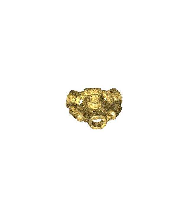 LEGO - Minifiguur-wapenhouder, ring met 3 staafen en 3 gaten (Ninjago Aeroblade-middendeel) – open nop - Pearl Gold | N