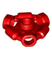LEGO - Minifiguur-wapenhouder, ring met 3 staafen en 3 gaten (Ninjago Aeroblade-middendeel) – open nop - Red | N - Thumbnail