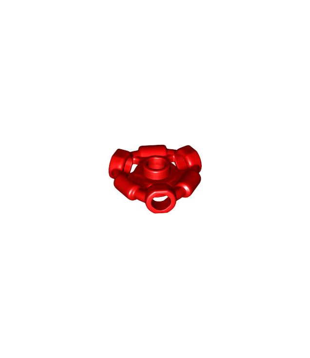 LEGO - Minifiguur-wapenhouder, ring met 3 staafen en 3 gaten (Ninjago Aeroblade-middendeel) – open nop - Red | N