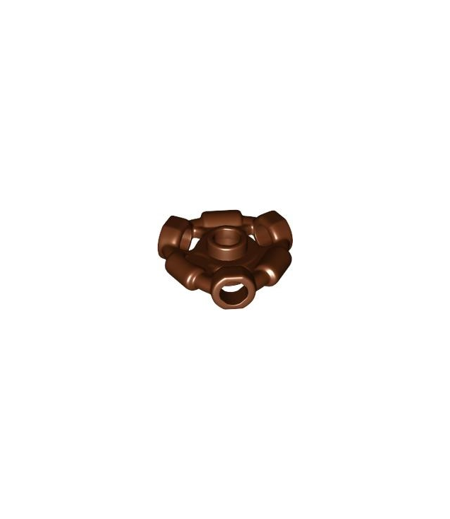 LEGO - Minifiguur-wapenhouder, ring met 3 staafen en 3 gaten (Ninjago Aeroblade-middendeel) – open nop - Reddish Brown | N