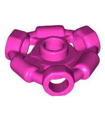 LEGO - Minifiguur-wapenhouder, ring met 3 staafen en 3 gaten (Ninjago Aeroblade-middendeel) – open nop - Dark Pink | N - Thumbnail