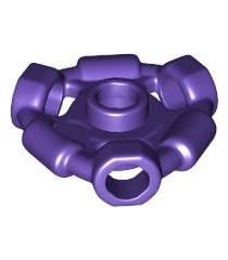 LEGO - Minifiguur-wapenhouder, ring met 3 staafen en 3 gaten (Ninjago Aeroblade-middendeel) – open nop - Dark Purple | N - Thumbnail