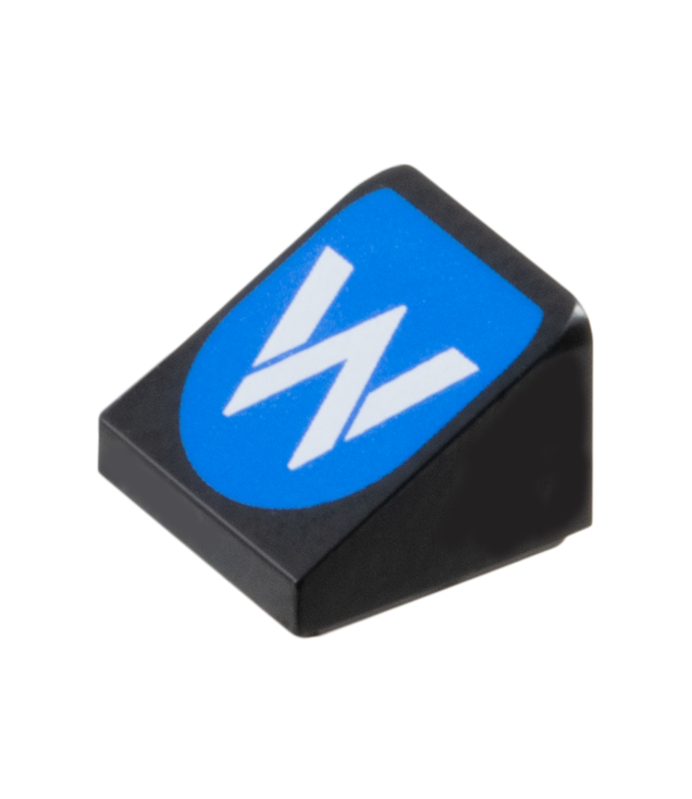 LEGO - Helling 30 graden graden 1 x 1 x 2/3 met Williams F1-logo, witte gestileerde W op blauwe achtergrond - Black | N