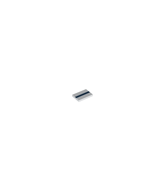 LEGO - Tegel 2 x 3 met donkerblauwe streep - White | N
