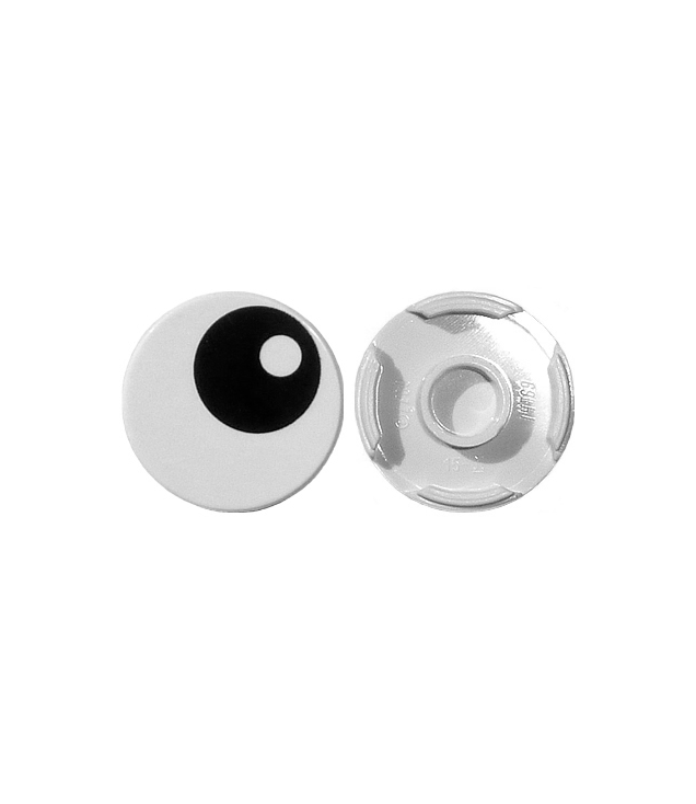 LEGO - Tegel, rond 2 x 2 met onderop een nophouder en zwart oog met pupil - White | N