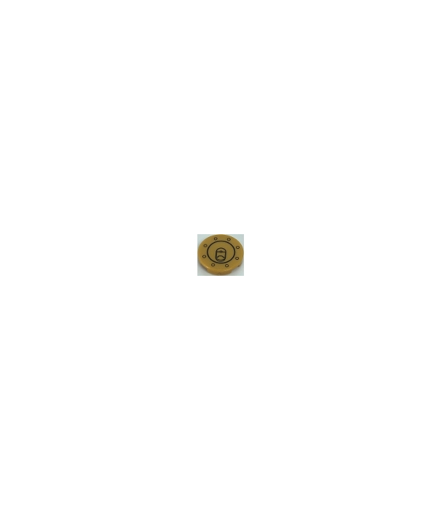 LEGO - Tegel, rond 2 x 2 met onderop een nophouder met zwarte cirkels (brandstofdop) - Pearl Gold | N