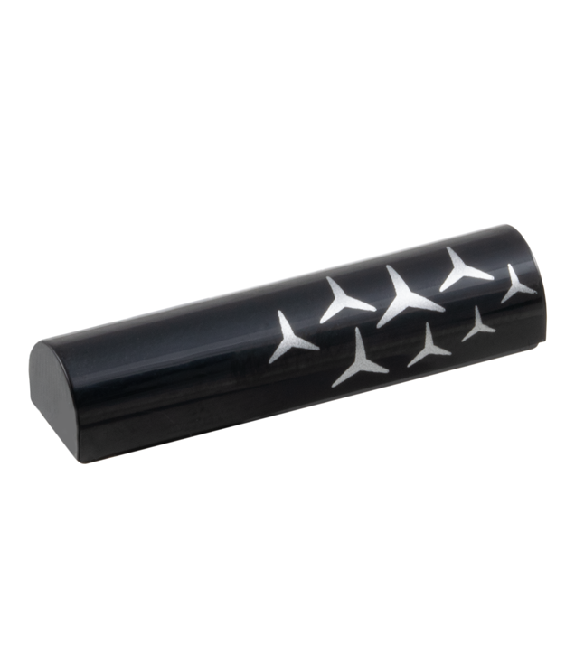 LEGO - Helling, gebogen 1 x 4 x 2/3 dubbel met herhalend zilveren Mercedes-logo, rechterzijde - Black | N