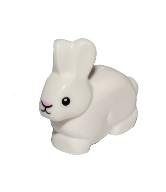 LEGO - Konijn met zwarte ogen en mond en felroze neus - White | N