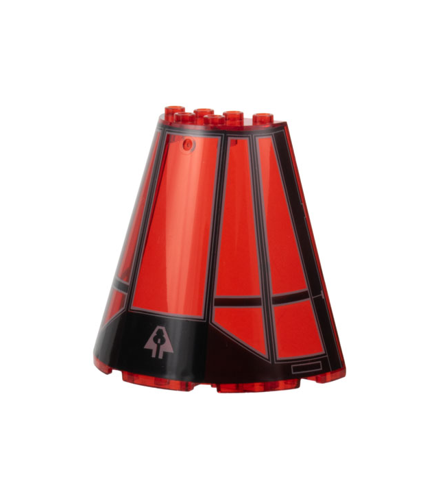 LEGO - Kegelhelft 8 x 4 x 6 met Millennium Falcon-cockpitpatroon 4 - Trans-Red | N