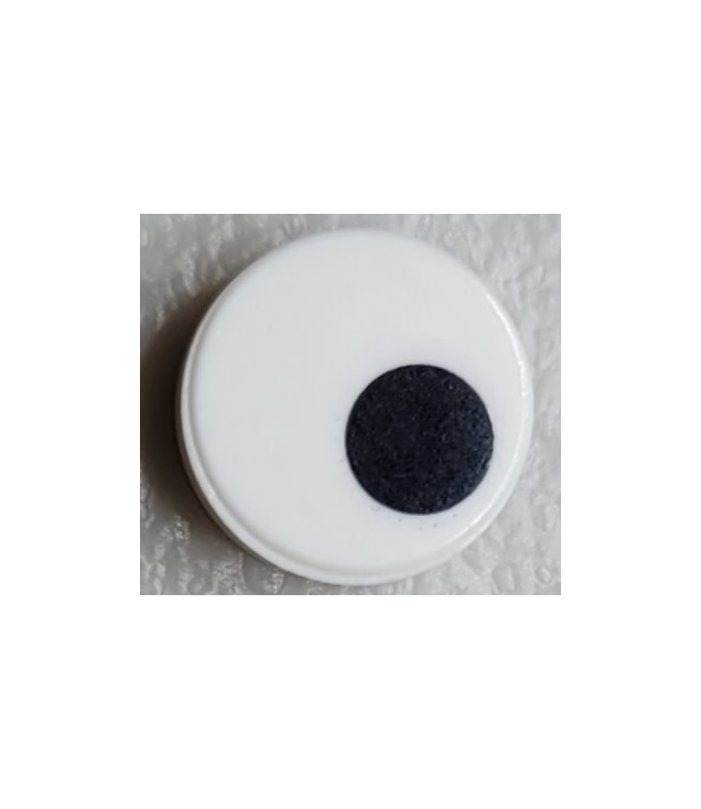 LEGO - Tegel, rond 1 x 1 met klein zwart cirkel-/oogpupilpatroon uit het midden - White | N