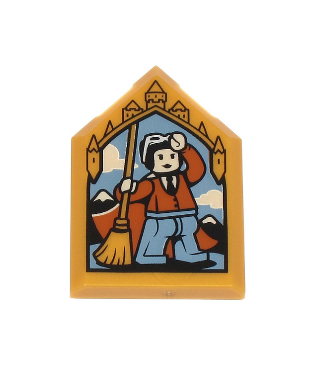 LEGO - Tegel, gemodificeerd 2 x 3 vijfhoekig met Harry Potter-portret van Jocunda Sykes - Pearl Gold | N