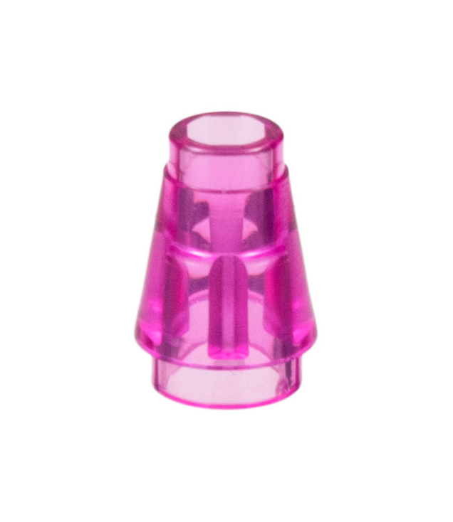 LEGO - Kegel 1 x 1 met boven groef - Trans-Dark Pink | N