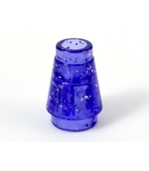 LEGO - Kegel 1 x 1 met boven groef - Glitter Trans-Purple | N - Thumbnail