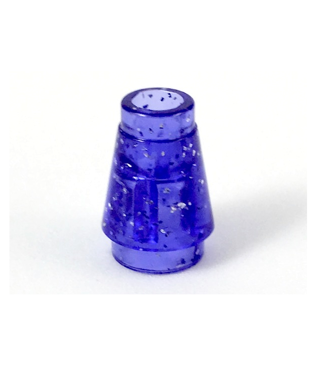 LEGO - Kegel 1 x 1 met boven groef - Glitter Trans-Purple | N
