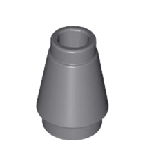 LEGO - Kegel 1 x 1 met boven groef - Dark Bluish Gray | N - Thumbnail