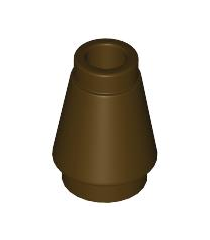 LEGO - Kegel 1 x 1 met boven groef - Dark Brown | N - Thumbnail