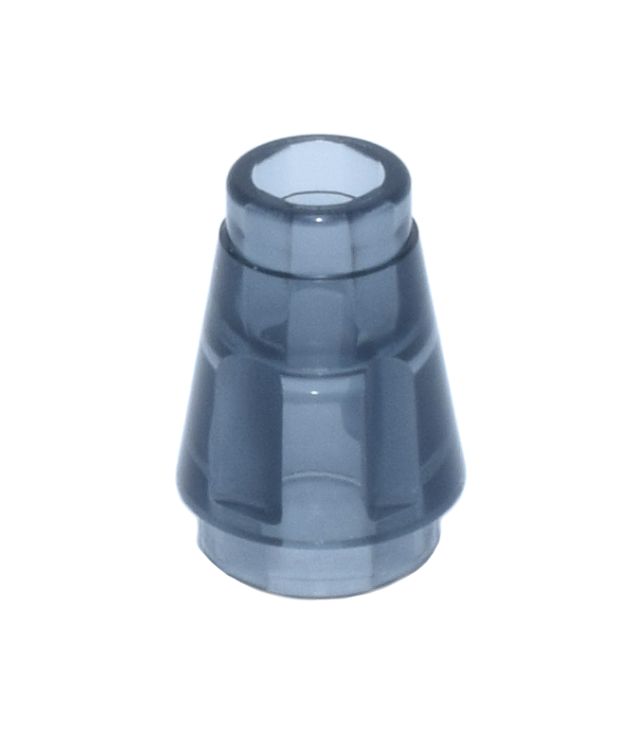 LEGO - Kegel 1 x 1 met boven groef - Trans-Black | N