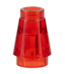 LEGO - Kegel 1 x 1 met boven groef - Trans-Red | N - Thumbnail