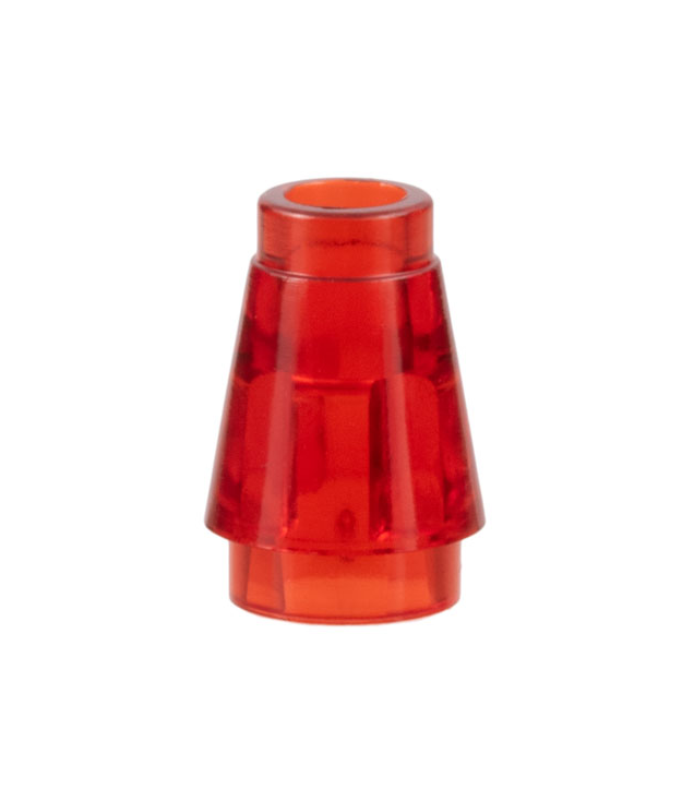 LEGO - Kegel 1 x 1 met boven groef - Trans-Red | N