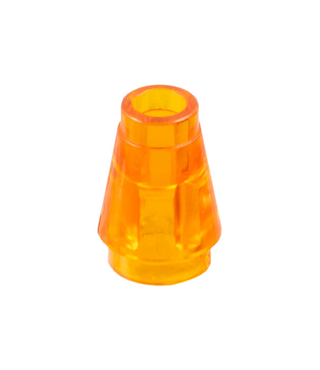 LEGO - Kegel 1 x 1 met boven groef - Trans-Orange | N
