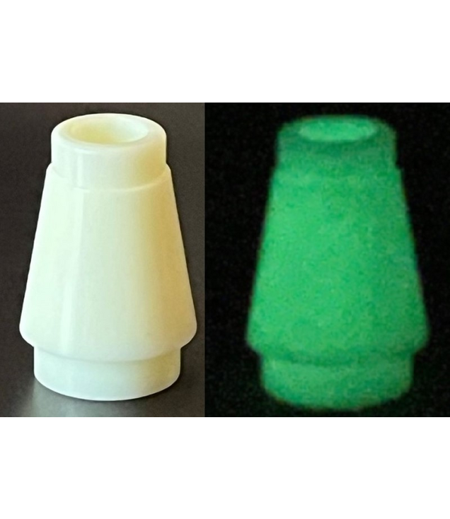 LEGO - Kegel 1 x 1 met boven groef - Glow In Dark White | N