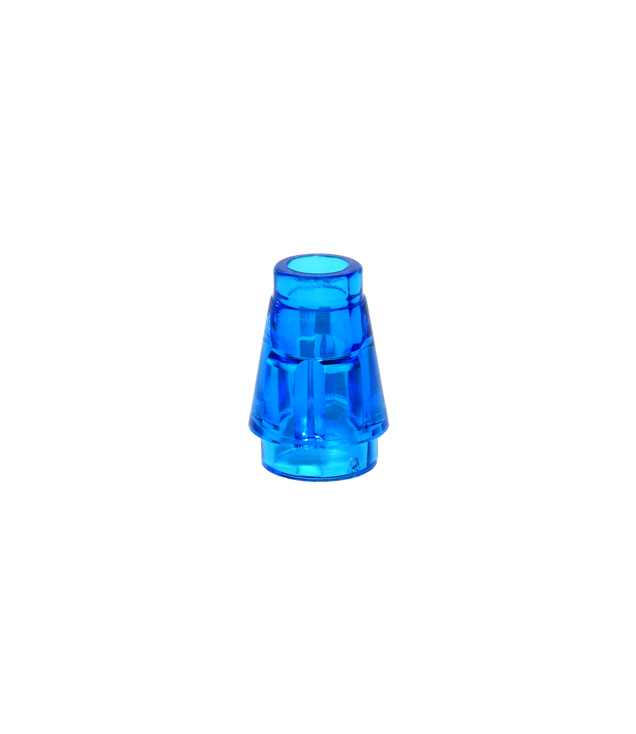 LEGO - Kegel 1 x 1 met boven groef - Trans-Dark Blue | N
