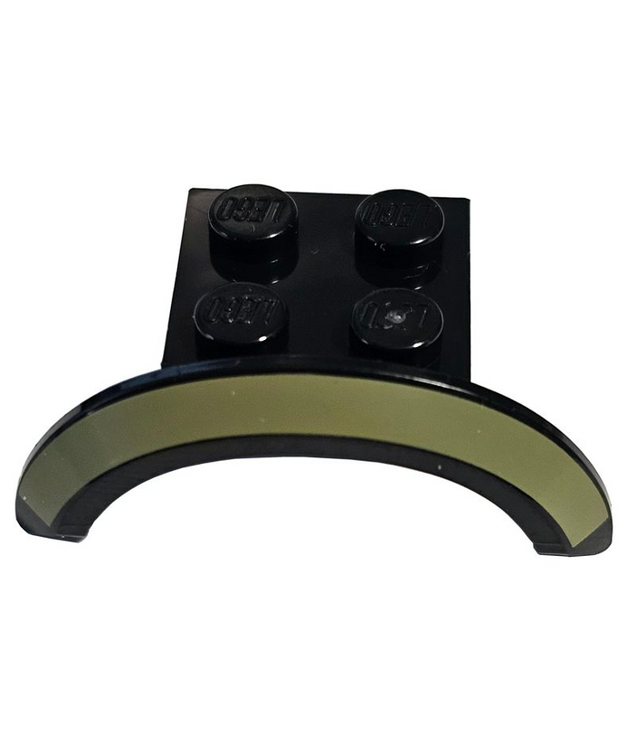LEGO - Voertuig, spatbord 4 x 2 1/2 x 1 met ronde boog en olijfgroene gebogen streep - Black | N