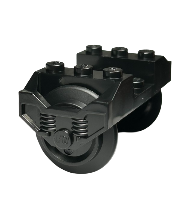 LEGO - Treinwiel RC, houder met 2 zwarte RC-treinwielen en 1 chroomzilveren RC-treinwiel - Black | N