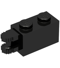 LEGO - Scharniersteen 1 x 2 vergrendelend met 2 horizontale vingers, 7 tandjes (54672) - Black | N - Thumbnail