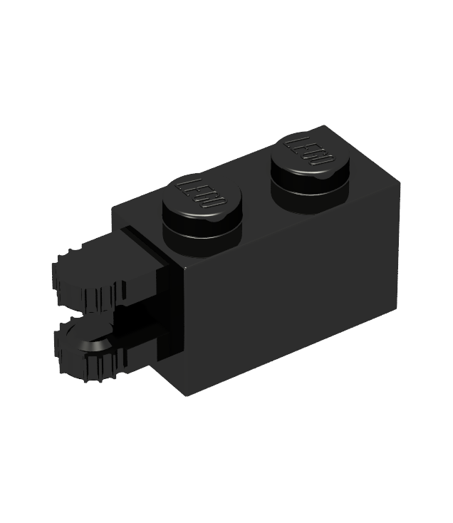 LEGO - Scharniersteen 1 x 2 vergrendelend met 2 horizontale vingers, 7 tandjes (54672) - Black | N