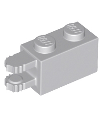 LEGO - Scharniersteen 1 x 2 vergrendelend met 2 horizontale vingers, 7 tandjes (54672) - Light Bluish Gray | N - Thumbnail