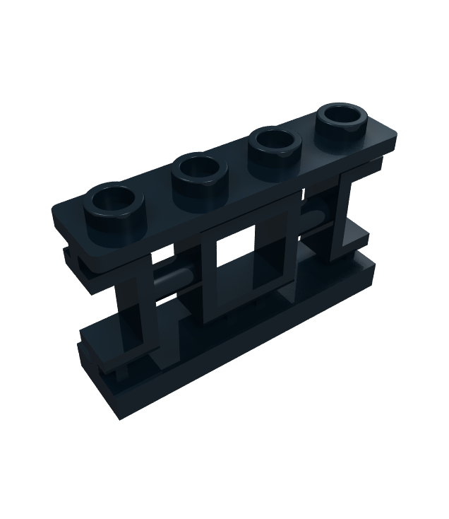 LEGO - Hek 1 x 4 x 2 oosters sierrooster met vierkant patroon en 4 noppen - Black | N